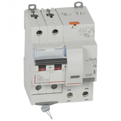 Выключатель автоматический дифференциальный DX3 6000 2п 20А С 10мА тип AС (4 мод) | код. 411151 |  Legrand 
